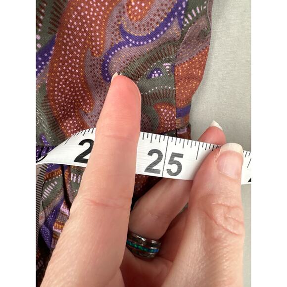 Vintage Kay Unger Dress Small 4 Purple Paidley Midi Pockets Bohemian Cottagecore - Picture 7 of 9